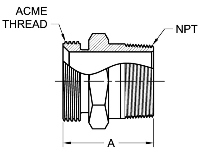 21 ADAPTER, ACME THREAD X MALE NPT