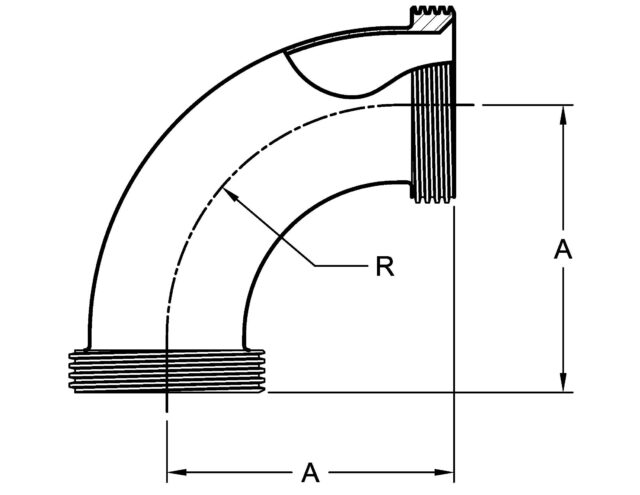2C 90 DEGREE ELBOW, THREADED ENDS