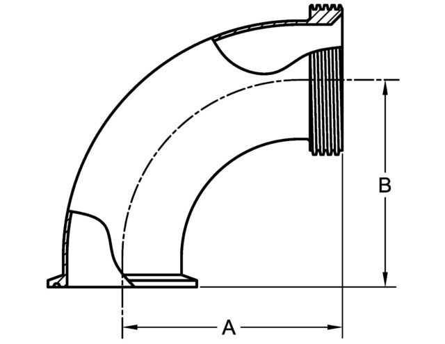 2FMP-15 90 DEGREE ELBOW, CLAMP X THREADED Bevel Seat