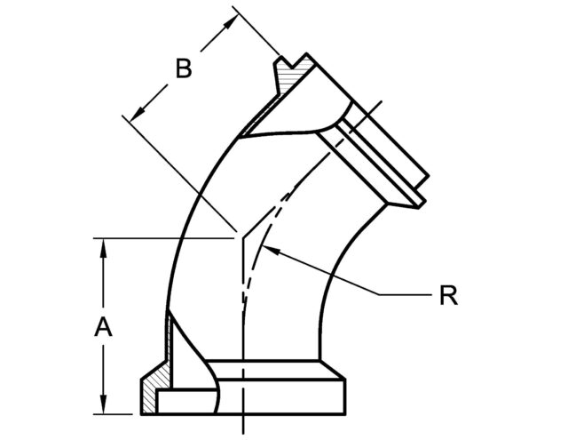 2PI 45 DEGREE ELBOW, FEMALE X MALE ENDS