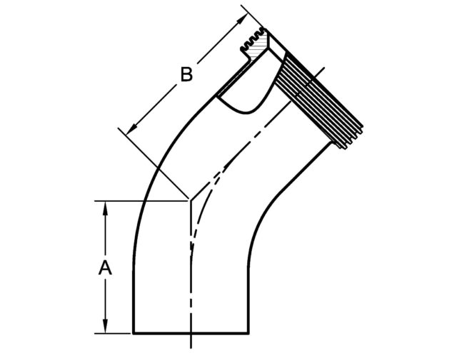L2K 45 DEGREE ELBOW, WELD X THREADED Bevel Seat